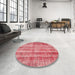 Round Contemporary Light Coral Pink Modern Rug in a Office, con757