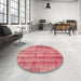 Round Machine Washable Contemporary Light Coral Pink Rug in a Office, wshcon757