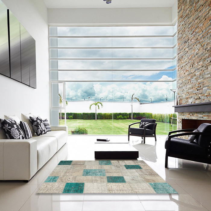 Square Machine Washable Contemporary Sage Green Rug in a Living Room, wshcon758