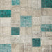 Square Contemporary Sage Green Patchwork Rug, con758