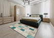 Contemporary Sage Green Patchwork Rug in a Bedroom, con758