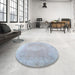 Round Contemporary Blue Gray Modern Rug in a Office, con764