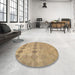 Round Contemporary Sand Brown Southwestern Rug in a Office, con766