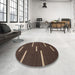 Round Machine Washable Contemporary Brown Rug in a Office, wshcon767