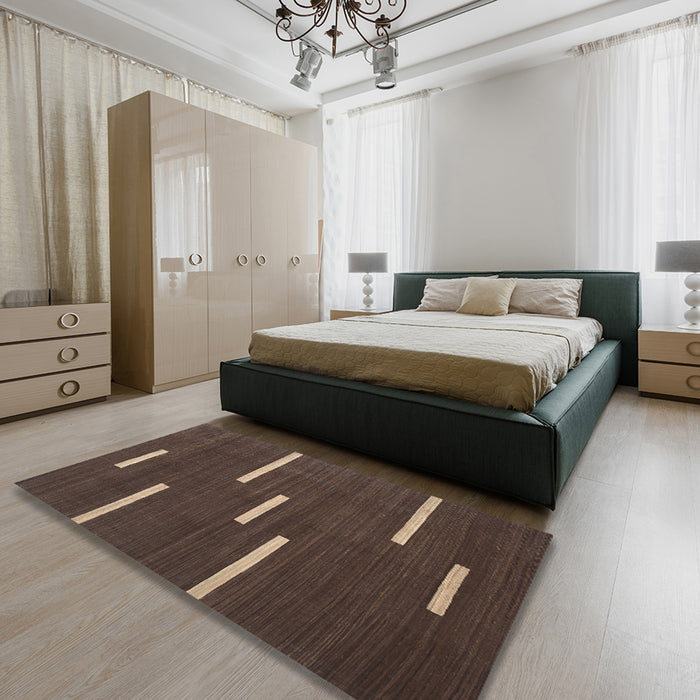 Contemporary Brown Modern Rug in a Bedroom, con767