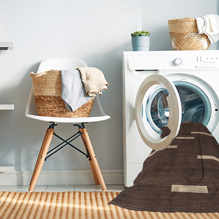Machine Washable Contemporary Brown Rug in a Washing Machine, wshcon767
