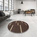 Round Contemporary Brown Modern Rug in a Office, con767