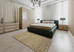 Contemporary Brownish Green Modern Rug in a Bedroom, con768