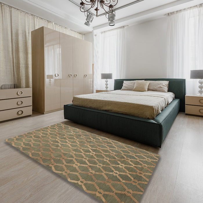 Contemporary Brown Modern Rug in a Bedroom, con769