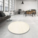 Round Machine Washable Contemporary Whip Beige Rug in a Office, wshcon76