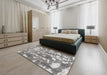 Contemporary Gray Modern Rug in a Bedroom, con770