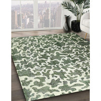 Contemporary Dark Olive Green Modern Rug, con771