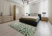 Contemporary Dark Olive Green Modern Rug in a Bedroom, con771