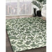 Contemporary Dark Olive Green Modern Rug in Family Room, con771