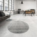 Round Contemporary Pale Silver Gray Modern Rug in a Office, con772