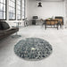 Round Machine Washable Contemporary Cloud Gray Rug in a Office, wshcon773