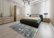 Contemporary Cloud Gray Modern Rug in a Bedroom, con773