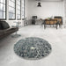 Round Contemporary Cloud Gray Modern Rug in a Office, con773