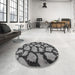 Round Contemporary Dark Gray Persian Rug in a Office, con774