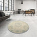 Round Contemporary Light Gold Modern Rug in a Office, con775