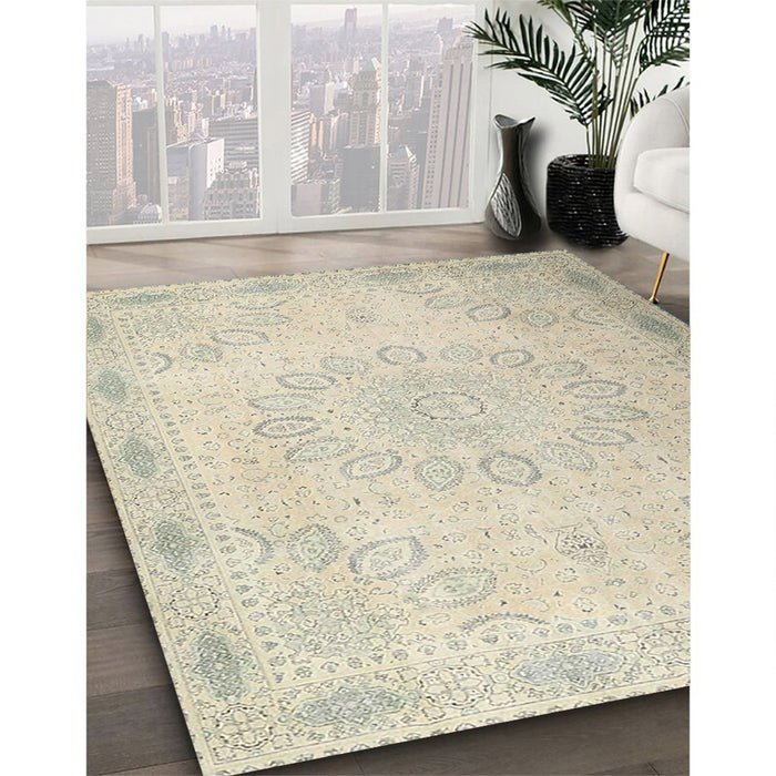 Machine Washable Contemporary Light Gold Rug in a Family Room, wshcon775