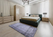 Machine Washable Contemporary Blue Gray Rug in a Bedroom, wshcon776