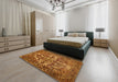 Machine Washable Contemporary Orange Rug in a Bedroom, wshcon777