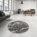 Round Contemporary Dark Gray Modern Rug in a Office, con778