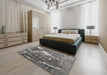 Machine Washable Contemporary Dark Gray Rug in a Bedroom, wshcon778