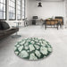 Round Machine Washable Contemporary Platinum Silver Gray Rug in a Office, wshcon779