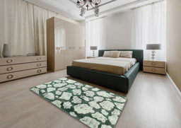Contemporary Platinum Silver Gray Modern Rug in a Bedroom, con779