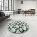 Round Contemporary Platinum Silver Gray Modern Rug in a Office, con779