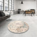 Round Machine Washable Contemporary Tan Brown Rug in a Office, wshcon782