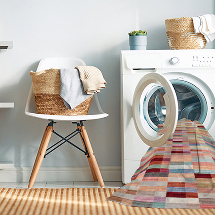 Machine Washable Contemporary Sunrise Orange Rug in a Washing Machine, wshcon783