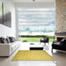 Square Contemporary Deep Yellow Modern Rug in a Living Room, con789