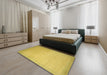 Contemporary Deep Yellow Modern Rug in a Bedroom, con789