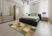 Contemporary Metallic Gold Modern Rug in a Bedroom, con791