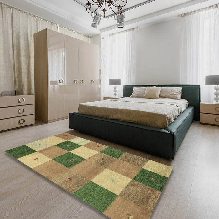 Machine Washable Contemporary Metallic Gold Rug in a Bedroom, wshcon791