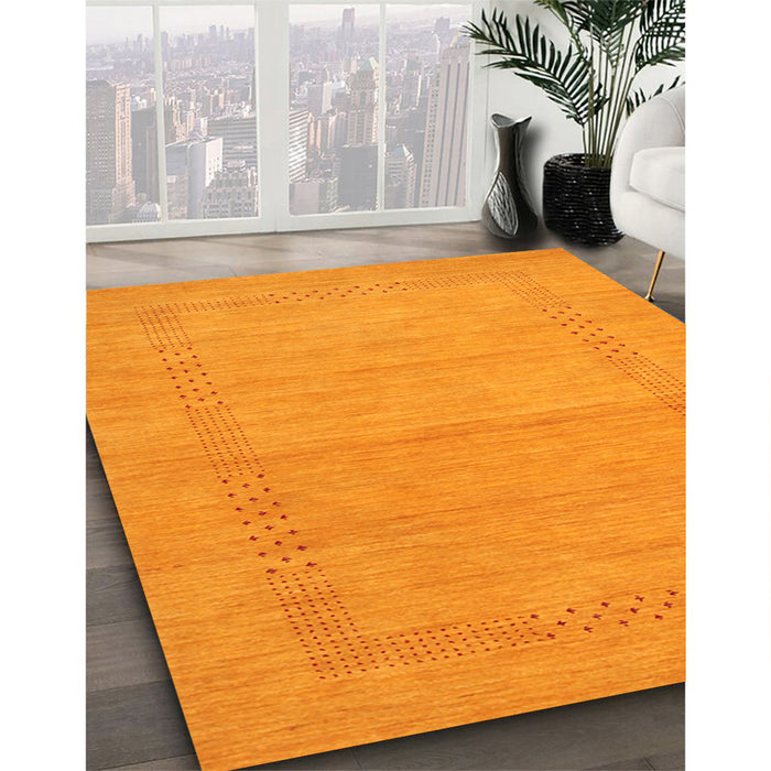 Machine Washable Contemporary Dark Orange Rug in a Family Room, wshcon796