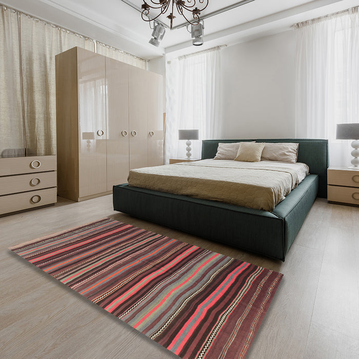 Machine Washable Contemporary Saffron Red Rug in a Bedroom, wshcon798