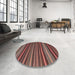 Round Contemporary Saffron Red Southwestern Rug in a Office, con798