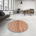 Round Contemporary Orange Southwestern Rug in a Office, con803