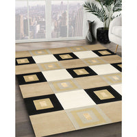 Contemporary Brown Checkered Rug, con805