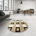 Round Machine Washable Contemporary Brown Rug in a Office, wshcon805