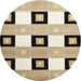 Sideview of Contemporary Brown Checkered Rug, con805