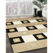 Contemporary Brown Checkered Rug in Family Room, con805