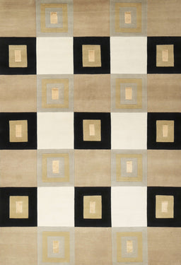 Contemporary Brown Checkered Rug, con805