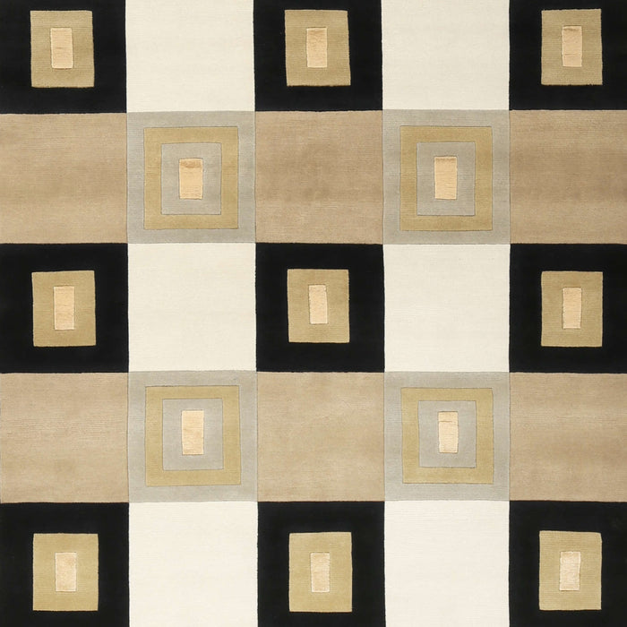 Contemporary Brown Checkered Rug, con805