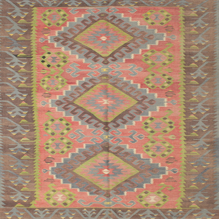Square Contemporary Rust Pink Oriental Rug, con809