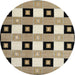 Sideview of Contemporary Light French Beige Brown Checkered Rug, con813